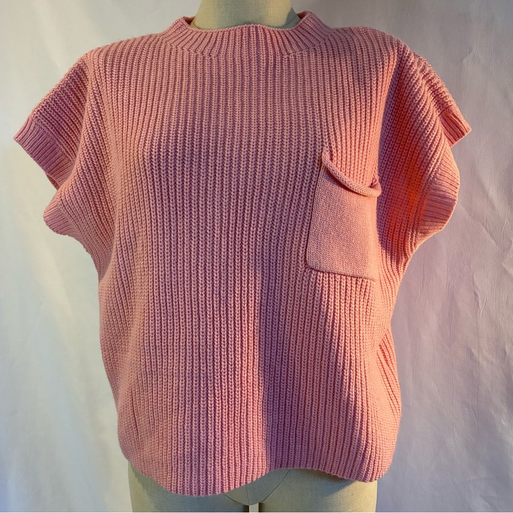Ugerlov pink pullover knit sweater top merino wool cap sleeve fall autumn Size M